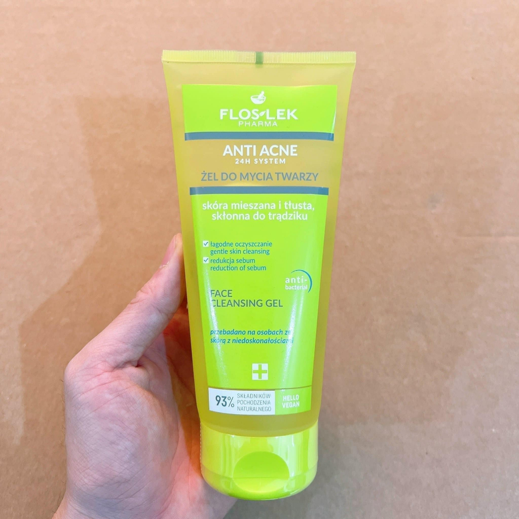 Sữa rửa mặt Floslek Anti Acne Face Cleansing Gel 200ml cho da dầu mụn giúp làm sạch sâu bụi bẩn, bã nhờn