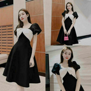 Đầm nữ xòe phối nơ kiểu dáng sang trọng dự tiệc