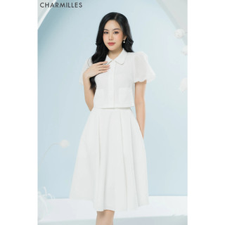Set charmilles áo ngắn tay bồng trắng + chân váy a 23ma132tr - 23mc082tr