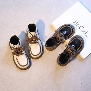 Giày boot bé gái sz26-36 form dáng cá tính, khoá kéo, kèm dây cột đính hoạ tiết trái tim. chất da bóng mềm 113