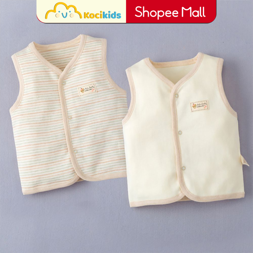 Áo gile cho bé sơ sinh với 2 lớp, giữ ấm cơ thể cho bé chất liệu Cotton (Áo cho bé trai, bé gái)
