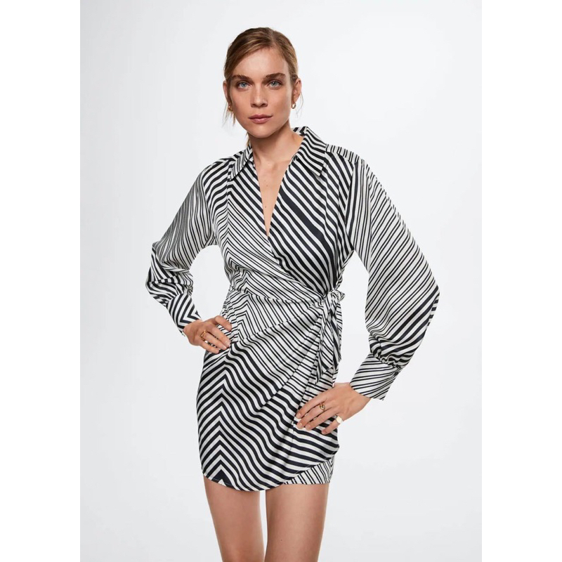 VÁY LỤA MANG0 DÁNG SƠ MI GIẢ WRAP CÁ TÍNH