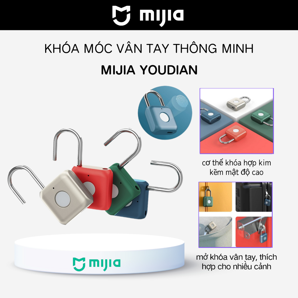 Youpin Kitty Khóa Cửa Vân Tay Cảm ứng Thông Minh Khóa Móc Chống Trộm Không Cần Chìa Sạc USB Khóa An Toàn Cho Ngăn Kéo-mi