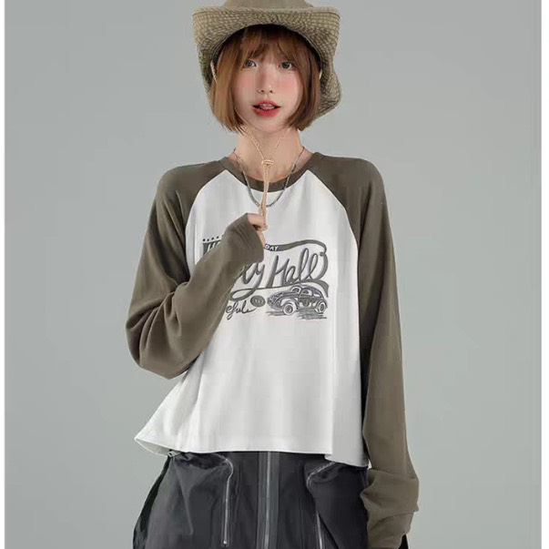 Áo thun nữ dài tay in hình ALICE, áo thun nữ cổ tròn dáng lửng - Chất xượt mềm mát