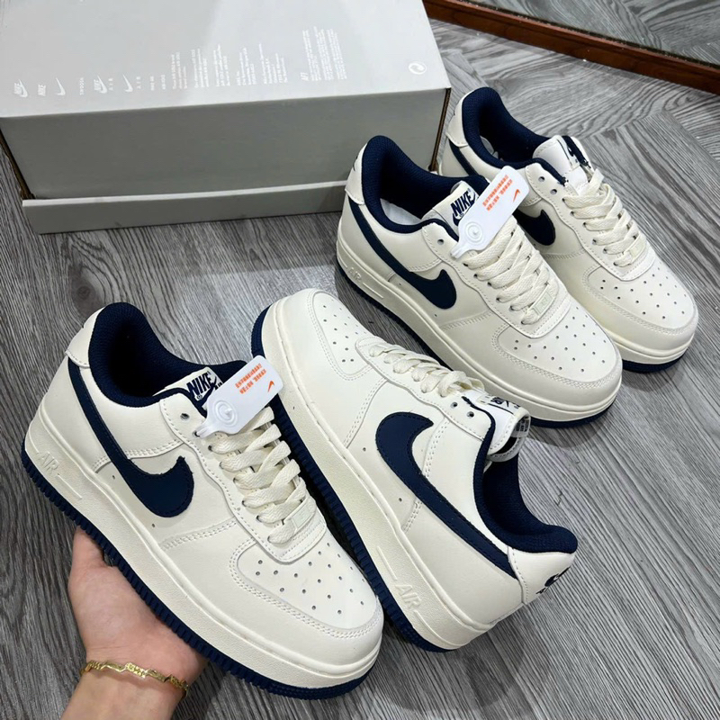 Giày af1 kem xanh vệt navy, af1 kem xanh lót xanh navy cao cấp nam nữ