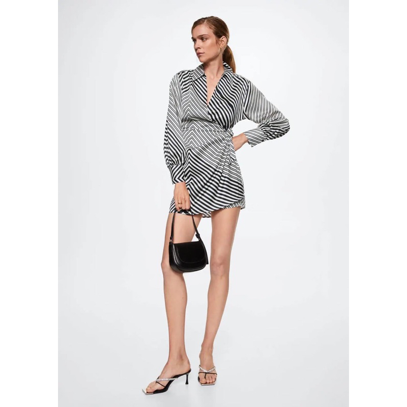 VÁY LỤA MANG0 DÁNG SƠ MI GIẢ WRAP CÁ TÍNH