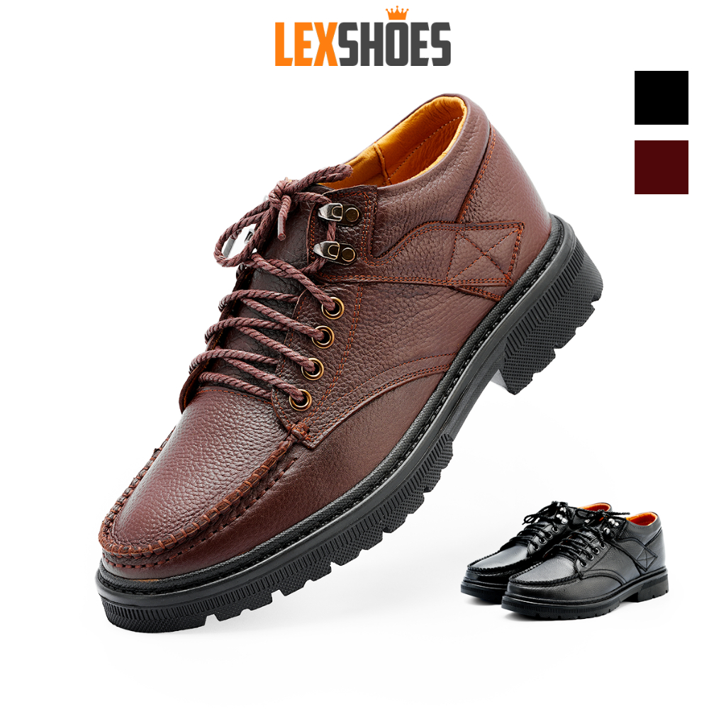Giày da nam tăng chiều cao bí mật 5cm LEXSHOES giày da bò LS09 cao cấp bảo hành 2 năm