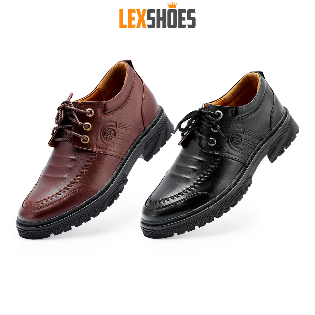 Giày da nam tăng chiều cao bí mật 5cm LEXSHOES giày da bò LS10 cao cấp bảo hành 2 năm