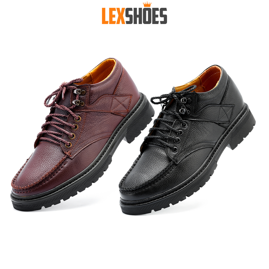 Giày da nam tăng chiều cao bí mật 5cm LEXSHOES giày da bò LS09 cao cấp bảo hành 2 năm