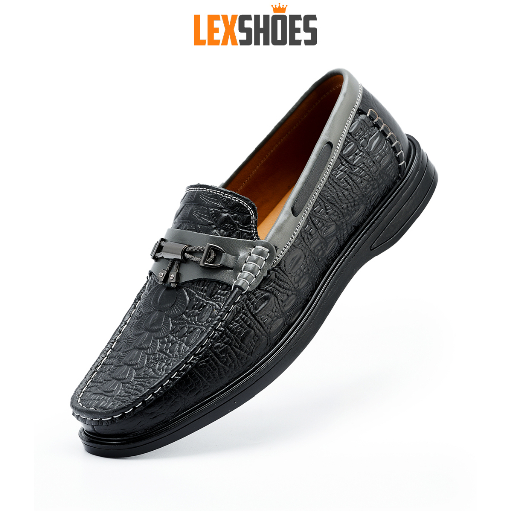 Giày da nam vân cá sấu LEXSHOES giày da bò LS08 cao cấp bảo hành 2 năm