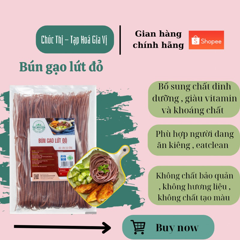 Bún gạo lứt đỏ eat clean 500gr Tây Nguyên Food