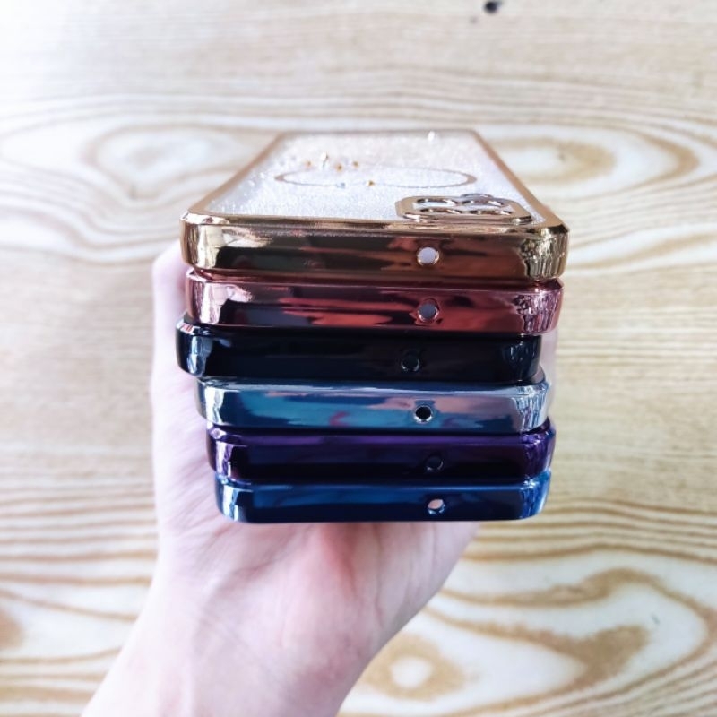 Ốp lưng Samsung A12 dẻo màu lưng Kim tuyến hình trái tim có bảo vệ camera