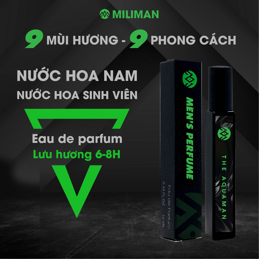 Nước Hoa Nam The Aquaman MILIMAN Phong Cách Mùa Hè Năng Động 10ml