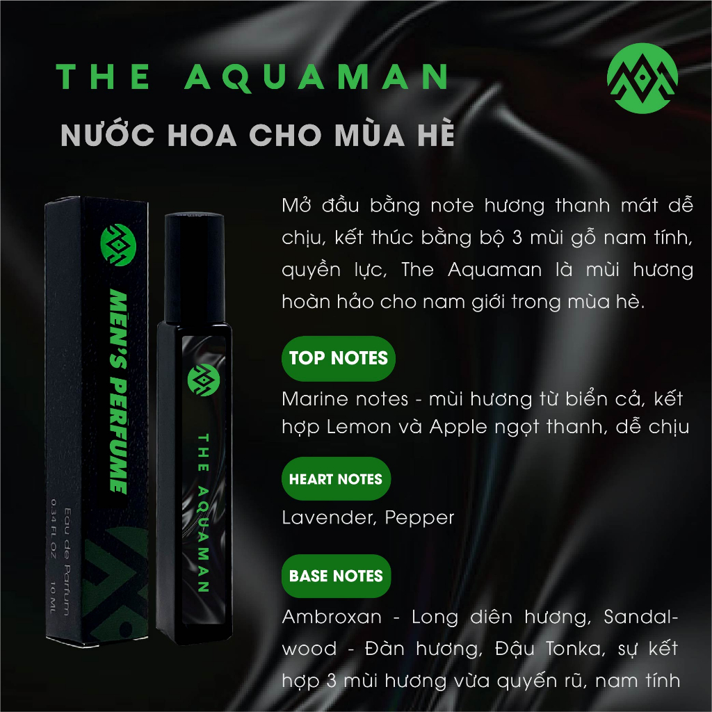 Nước Hoa Nam The Aquaman MILIMAN Phong Cách Mùa Hè Năng Động 10ml