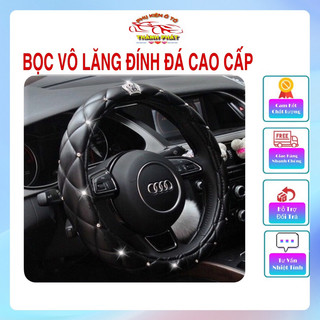 Bọc vô lăng tay lái ô tô xe hơi da PU cao cấp đính đá gắn vương miện dùng chung cho các dòng xe.