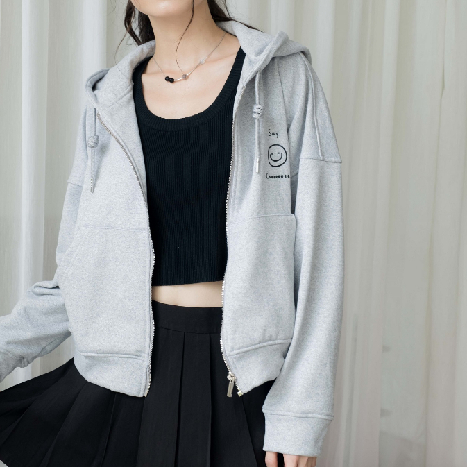 Áo khoác nỉ có mũ chữ Say Cheese trơn 5 màu LENCLOTHING 9667
