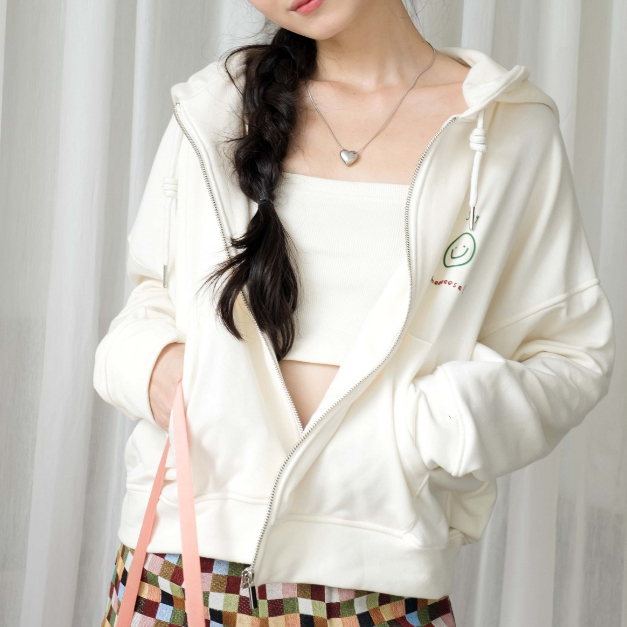 Áo khoác nỉ dáng ngắn có mũ chữ Say Cheese trơn 5 màu LENCLOTHING 9667