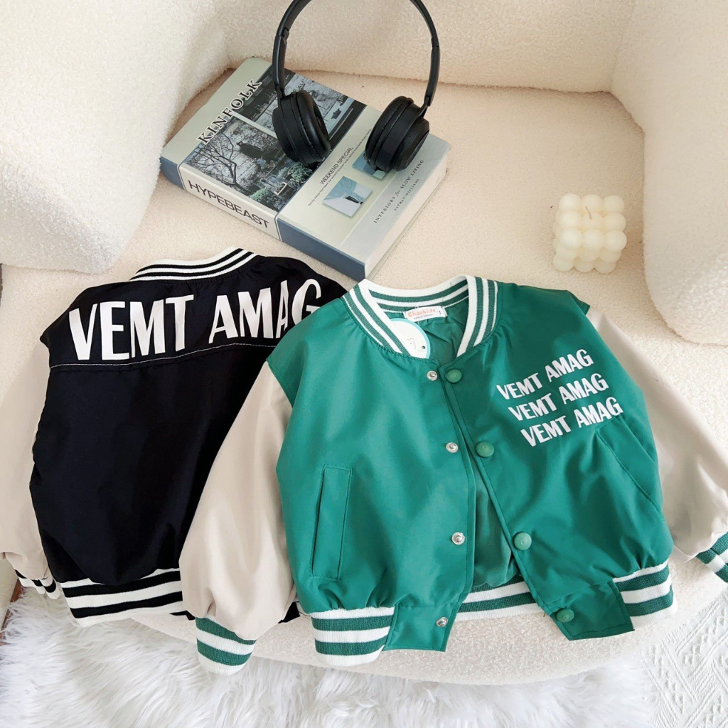 Áo Khoác Gió Bomber Thu Đông Hai Lớp Cho Bé Trai Bé Gái Phong Cách Thể Thao Năng Động Size Nhí Đại Cho Trẻ Em