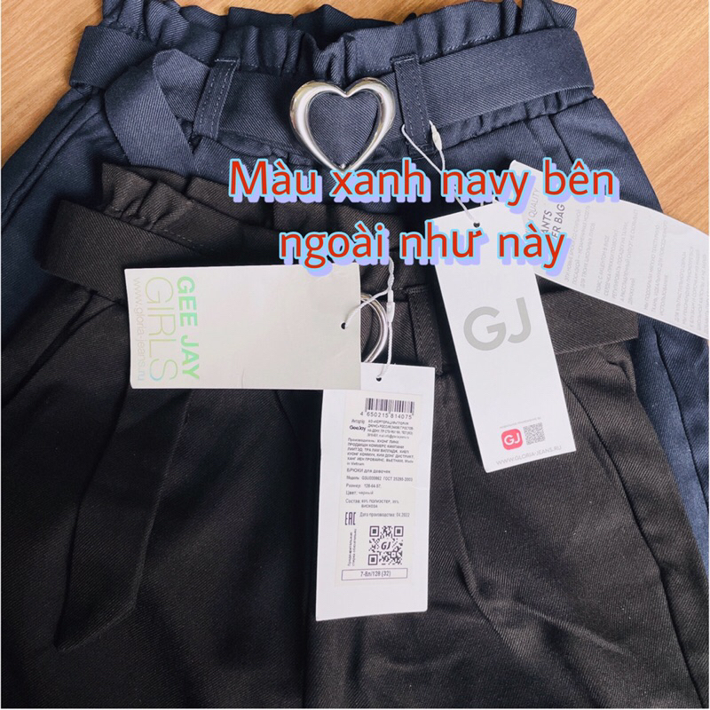 Quần Baggy Bé Gái GJ Chính Hãng Kèm Belt Chất Kaki Cotton Vải Dày Mịn, Siêu Mềm Mại 5-14 Tuổi.Mẹ<55kg ok