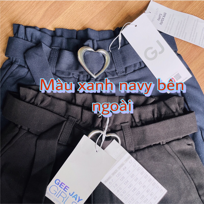 Quần Baggy Bé Gái GJ Chính Hãng Kèm Belt Chất Kaki Cotton Vải Dày Mịn,Siêu Mềm Mại 5-14 Tuổi. Mẹ<55kg ok