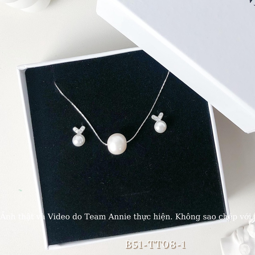 Bộ trang sức dây chuyền bông tai ngọc trai nhân tạo sang trọng - Annie SET01