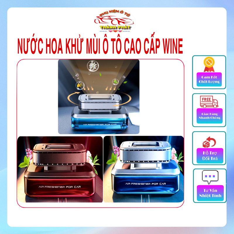 Nước hoa tinh dầu thơm ô tô cao cấp WINE™ Khử mùi chống say xe dung tích 80ml tỏa hương bằng năng lượng mặt trời