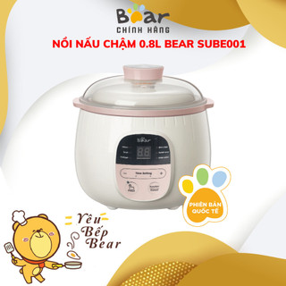 Nồi nấu cháo chậm cho bé Bear 0.8L đa năng SUBE001, ninh, ủ, hấp rau củ quả, lõi bằng gốm cao cấp giữ nhiệt lâu, BH 18Th