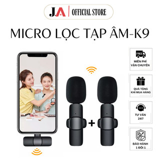 Bộ Micro Thu Âm Không Dây K9 (1 Mic, 2 Mic) Khử Tiếng Ồn Để Livestream Ghi Âm Quay Video (J.A OFFICIAL STORE)