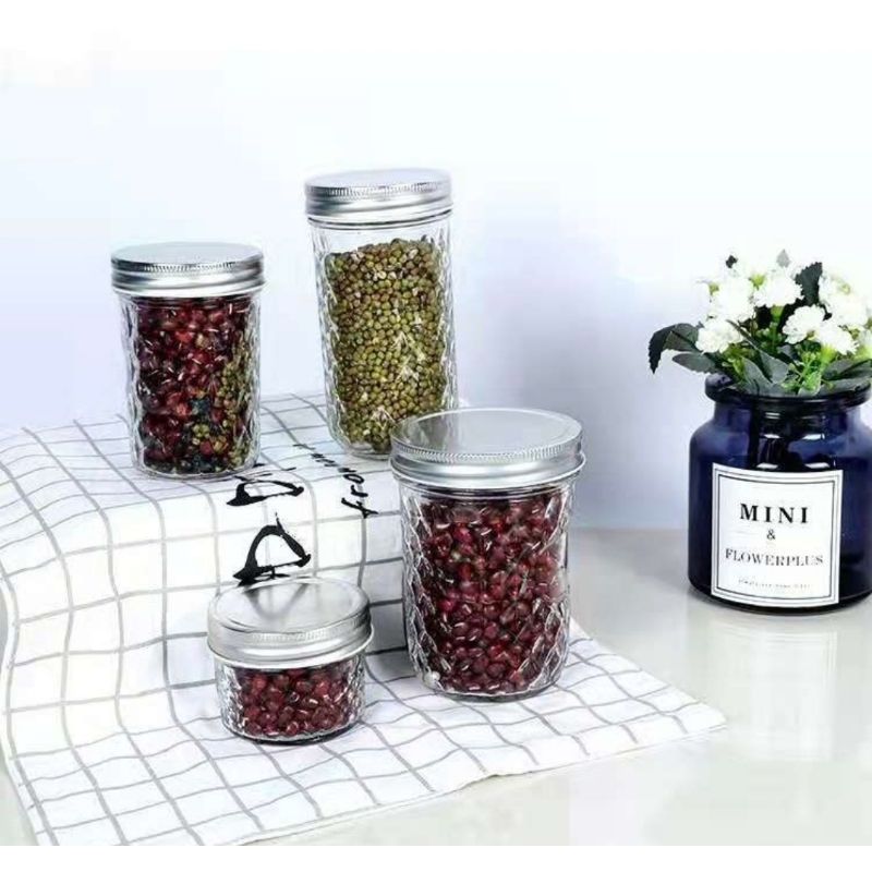 hủ 300ml vân nổi kim cương nắp nhôm làm sữa chua
