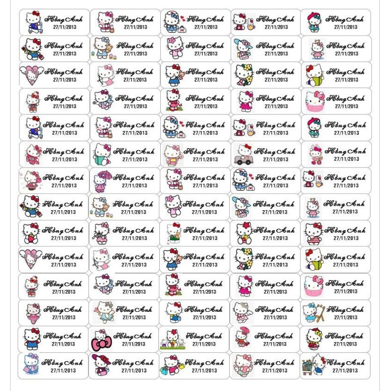 Set 70c Sticker dán đồ dùng học tập cho bé