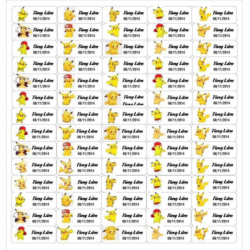 Set 70c Sticker dán đồ dùng học tập cho bé