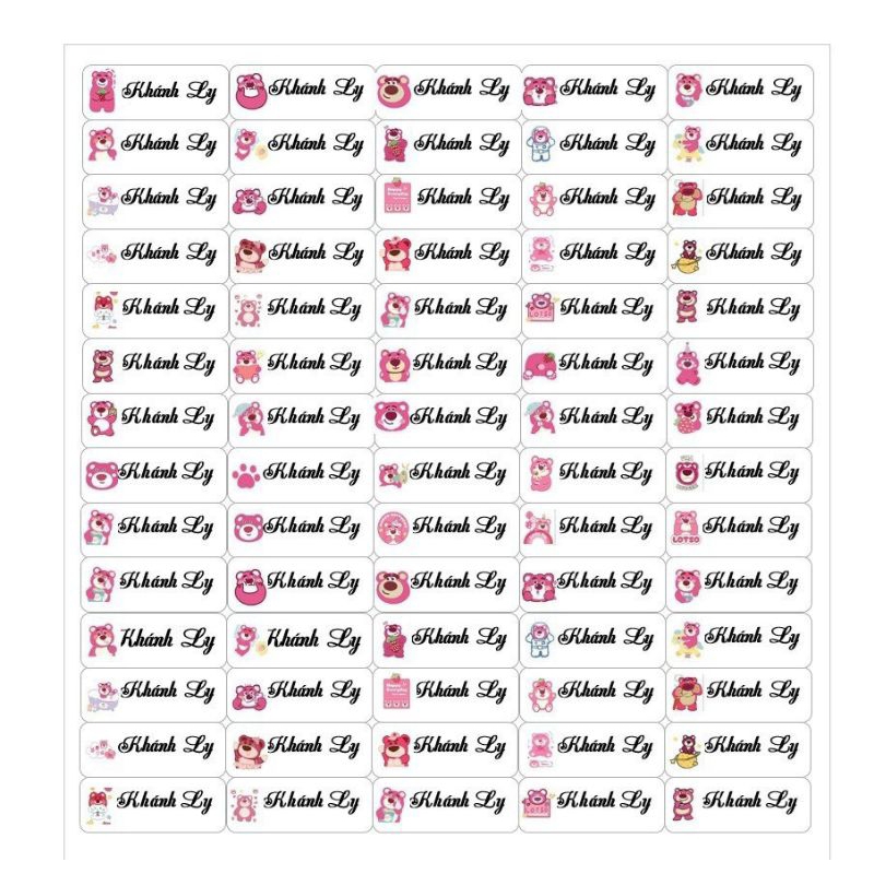 Set 70c Sticker dán đồ dùng học tập cho bé