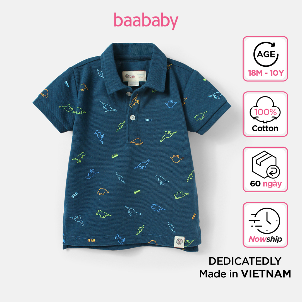 Áo polo bé trai, áo polo ngắn tay in họa tiết cho bé trai Baa Baby - B-BT-PL01N-07