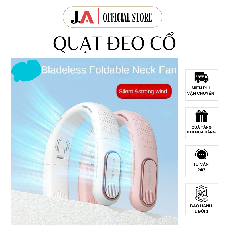 Quạt Đeo Cổ Mini Không Cánh Xoay 360 Độ 4000mAh Có 3 Chế Độ Mát Hàng Chất Lượng Cao (J.A Official Store)