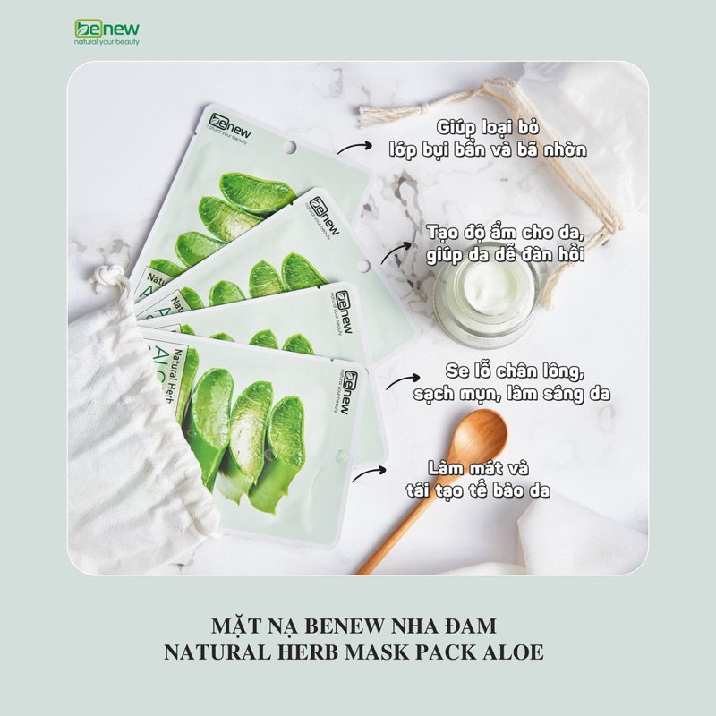 Combo 10 Mặt Nạ Trắng Da, Ngừa Mụn Benew Nature Herb Mask 22ml