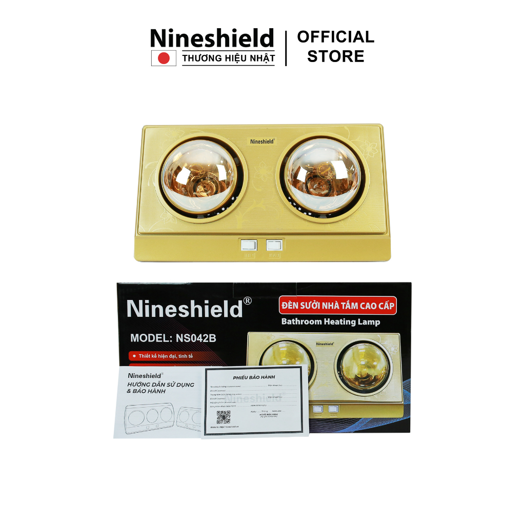 Đèn sưởi nhà tắm 2 bóng Nineshield NS042B [Mã BMLTB200 giảm đến 100K đơn 499K]