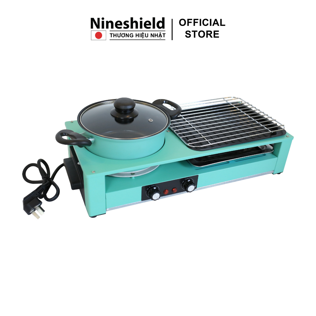 Bếp nướng điện Nineshield KB303 - Bếp lẩu nướng đa năng 2 trong 1 tiện lợi - Chống dính - Hàng chính hãng