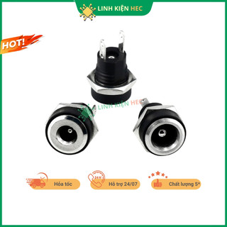 Jack nguồn dc cái 5.5x2.1mm, 5.5x2.5mm sắt tròn dc-022b linhkienhec