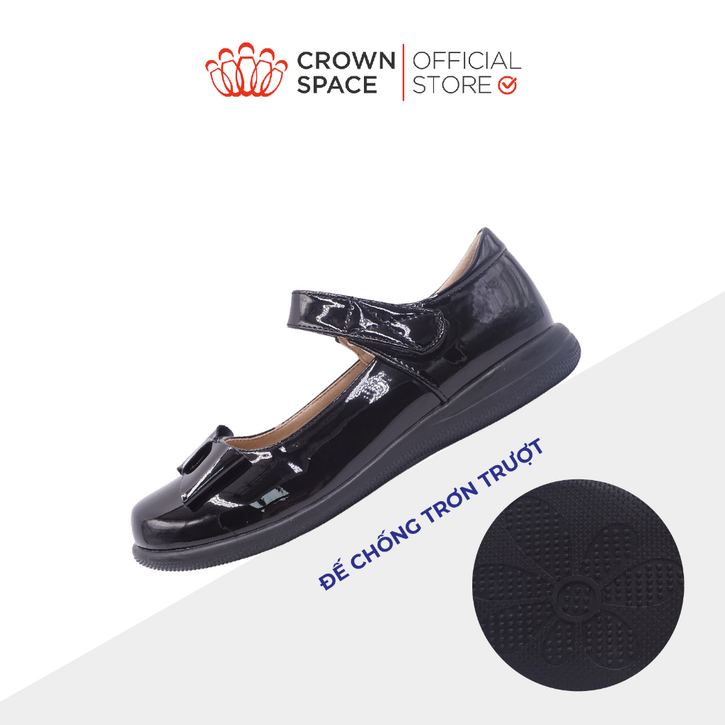 Giày School Shoes Nữ Da Bóng Crown Space Giày Búp Bê Đi Học Nữ Sinh Size 30-38 CRUK3075 Phiên Bản 2023 PREMIUM