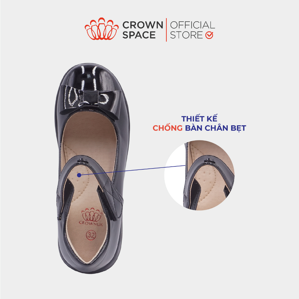 Giày School Shoes Nữ Da Bóng Crown Space Giày Búp Bê Đi Học Nữ Sinh Size 30-38 CRUK3075 Phiên Bản 2023 PREMIUM