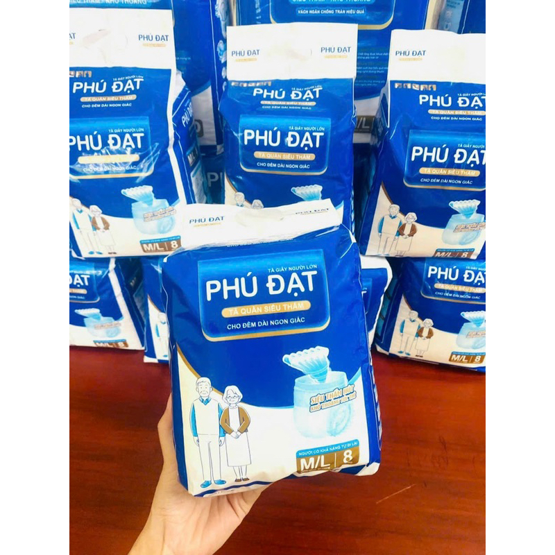 Tã già quần Phú Đạt ML 8 miếng, bông y tế, siêu thấm hút chống hăm