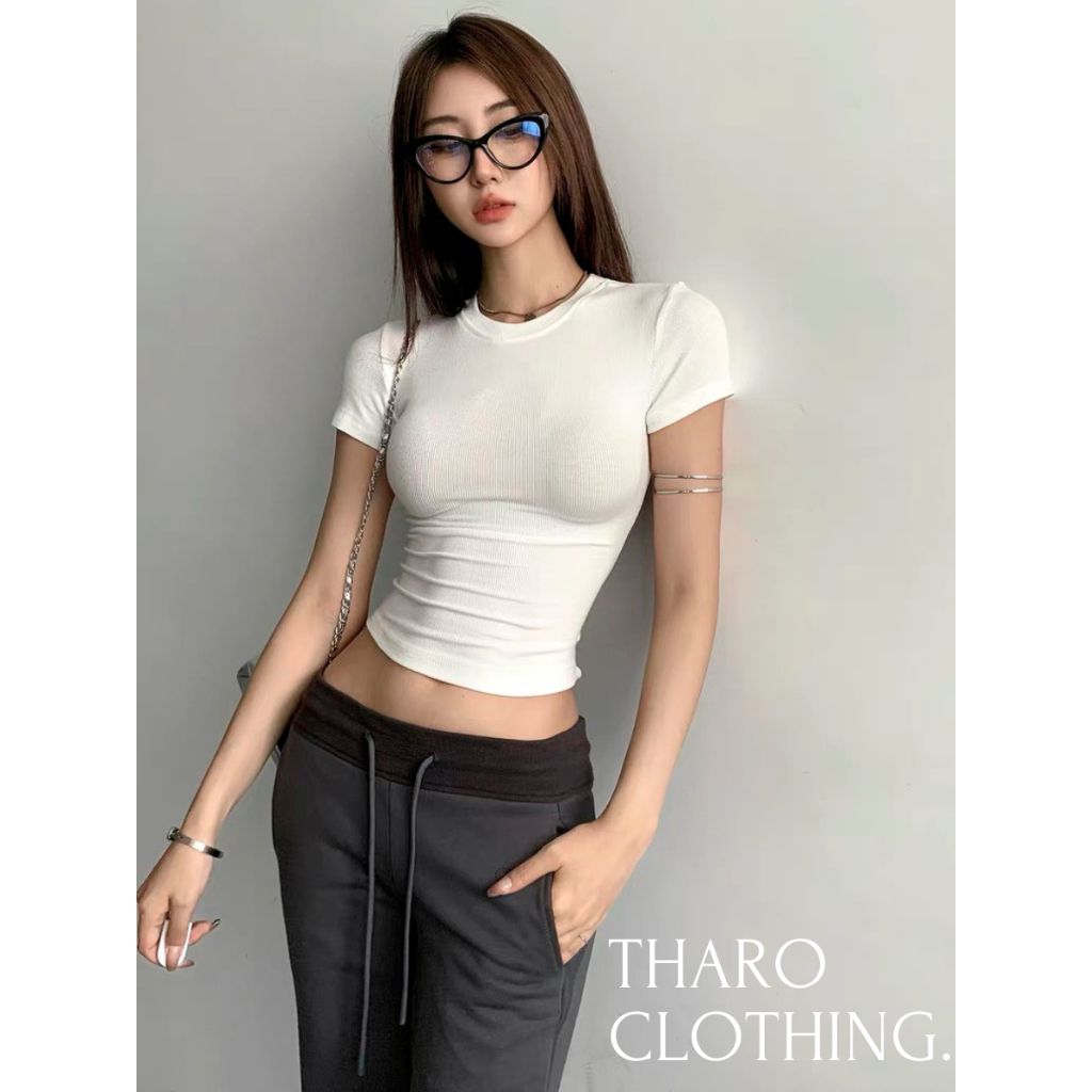 Áo Thun Nữ Cổ Tròn Tay Ngắn, Vải Gân Lụa - Tharo Clothing [AO00145]