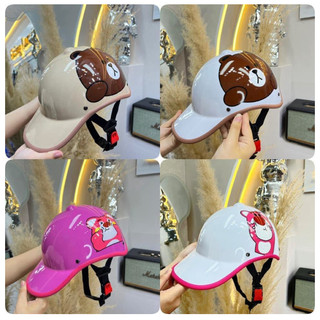 Nón Kết Gấu Dâu, Mũ Bảo Hiểm Lưỡi Trai Gấu Dâu Dễ Thương Có Khoét Lỗ Sau Nón Chất Liệu Cứng Cáp