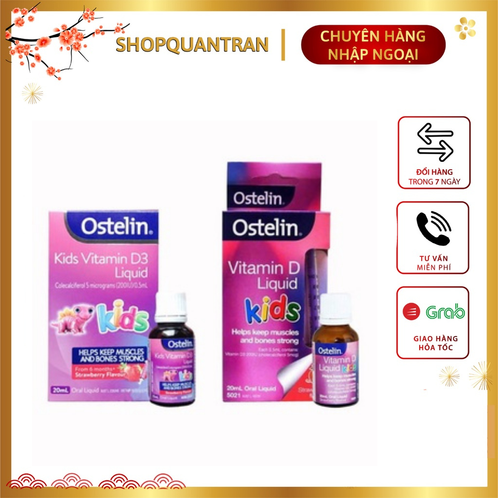 Vitamin D3 Úc Ostelin kid liquid 20ml và Ostelin Infant Drop 2,4ml cho trẻ