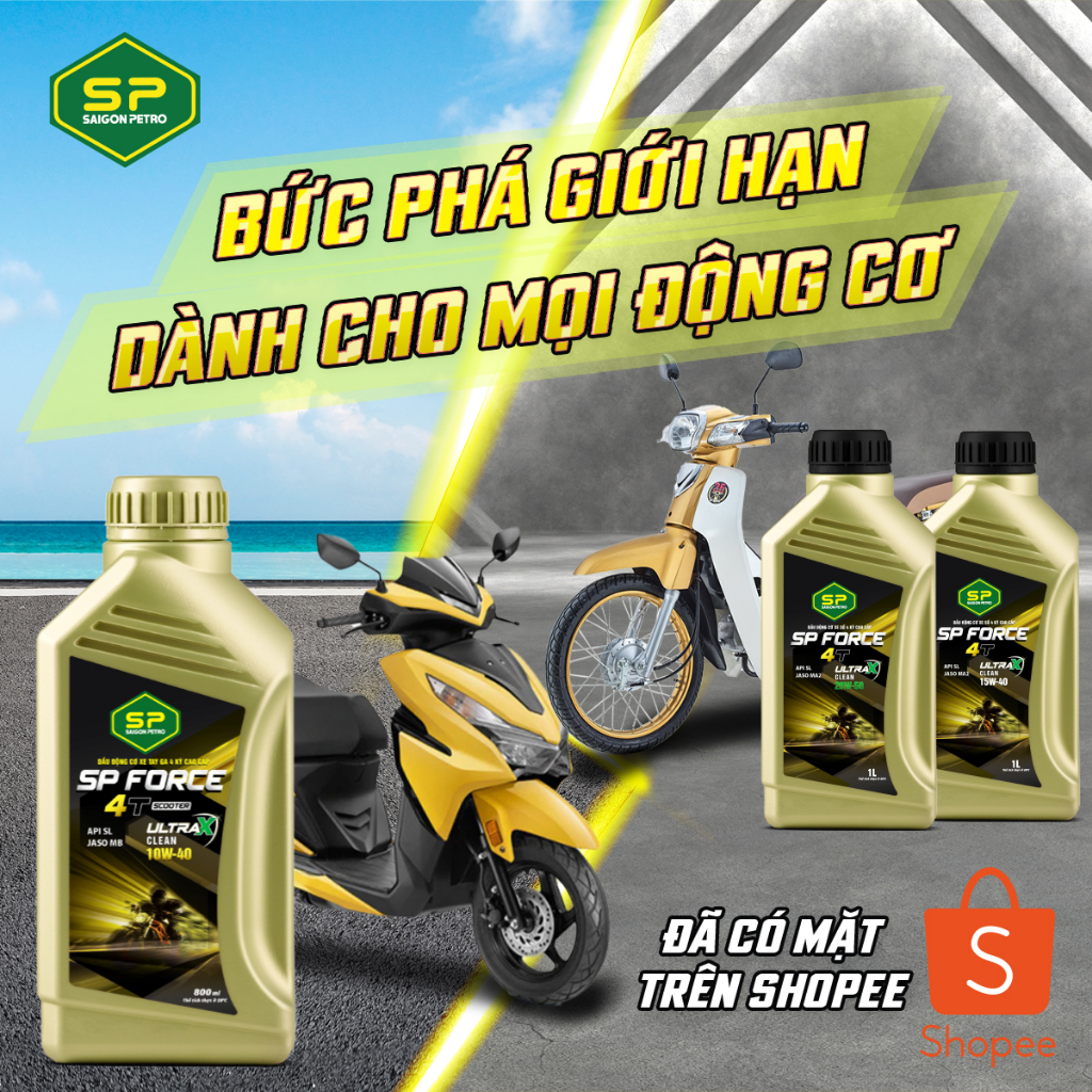 Dầu nhớt xe ga Saigon Petro - SP Force 4T Scooter - 10W40, Dung tích 0.8L/1L