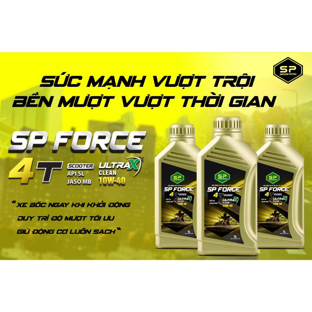 Dầu nhớt xe ga Saigon Petro - SP Force 4T Scooter - 10W40, Dung tích 0.8L/1L