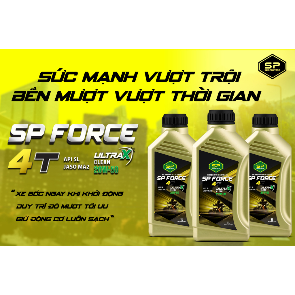 Dầu nhớt xe số Saigon Petro - SP Force 4T - 20W50, Dung tích 0.8L/1L