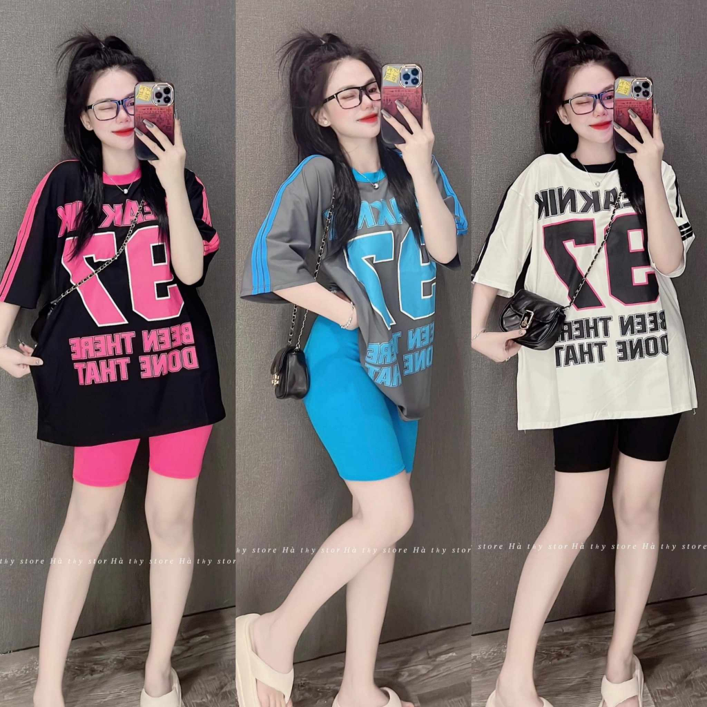 Đồ bộ nữ, set đồ bộ ngố quần lửng có túi và áo ngắn tay form rộng in số 97 vải thun cotton dày, quần áo nữ, đồ mặc ở nhà