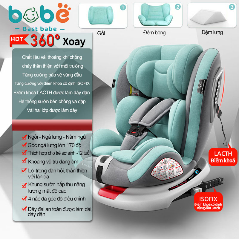 Ghế ngồi ô tô cho bé thông dụng với trẻ 0-2-3-4-12 tuổi bé có thể ngồi và nằm thoải mái trên xe Bảo hành 12 tháng