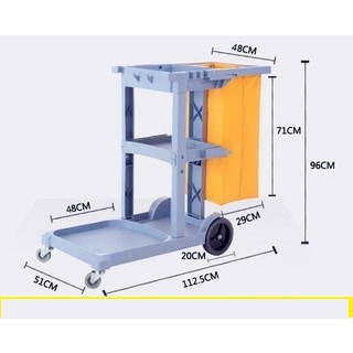 Xe đẩy dọn vệ sinh 3 tầng chất liệu nhựa cứng, dùng cho các đơn vị vệ sinh, khách sạn, bệnh viện